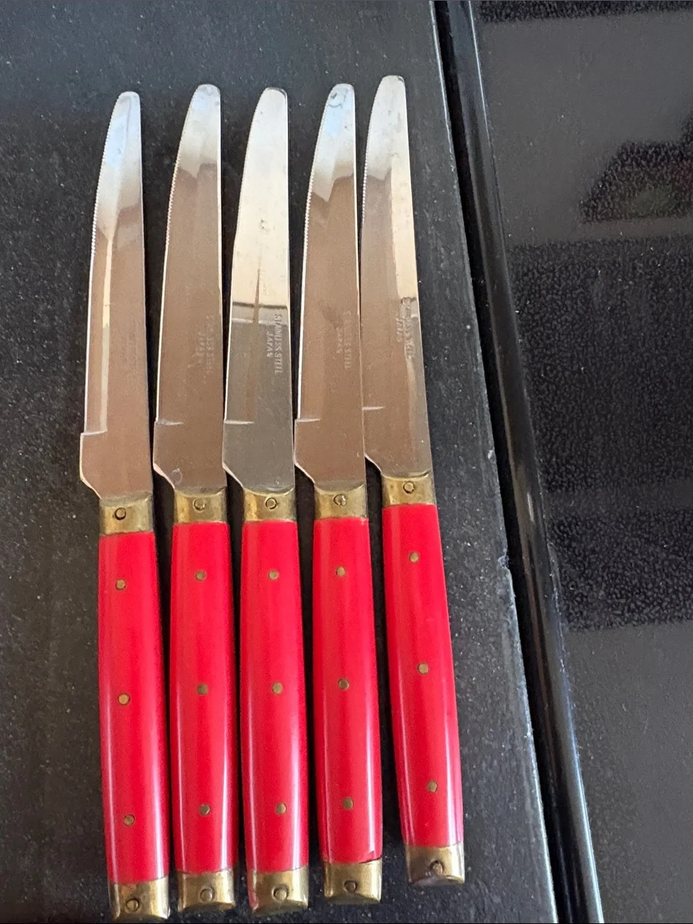 Vintage Red Enamel Stainless Steel Flatware made in Japan